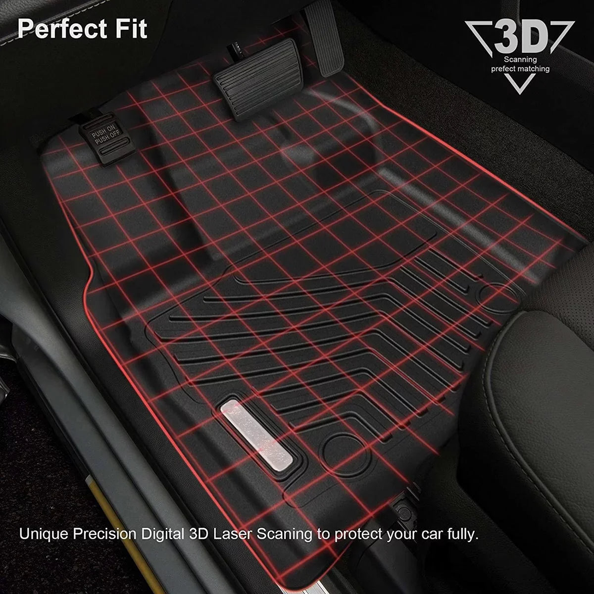 Ledkingdomus All-Weather TPE Rubber Front and Rear 3-Piece for 2015-2023 2024 Ford F150 Super Crew Cab Floor Mats Set