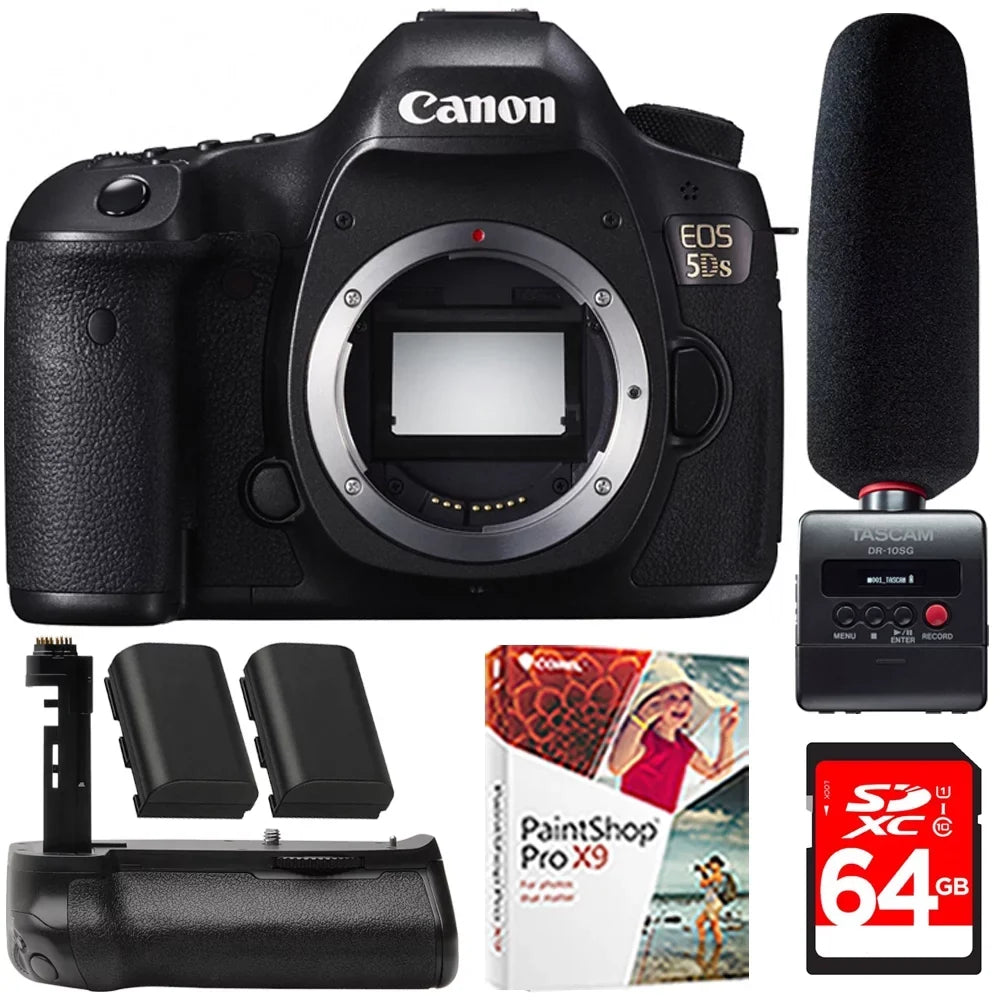 Canon EOS 5DS 50.6MP Digital SLR Camera (Body Only) + Tascam DR-10SG Audio Recorder & Microphone Kit