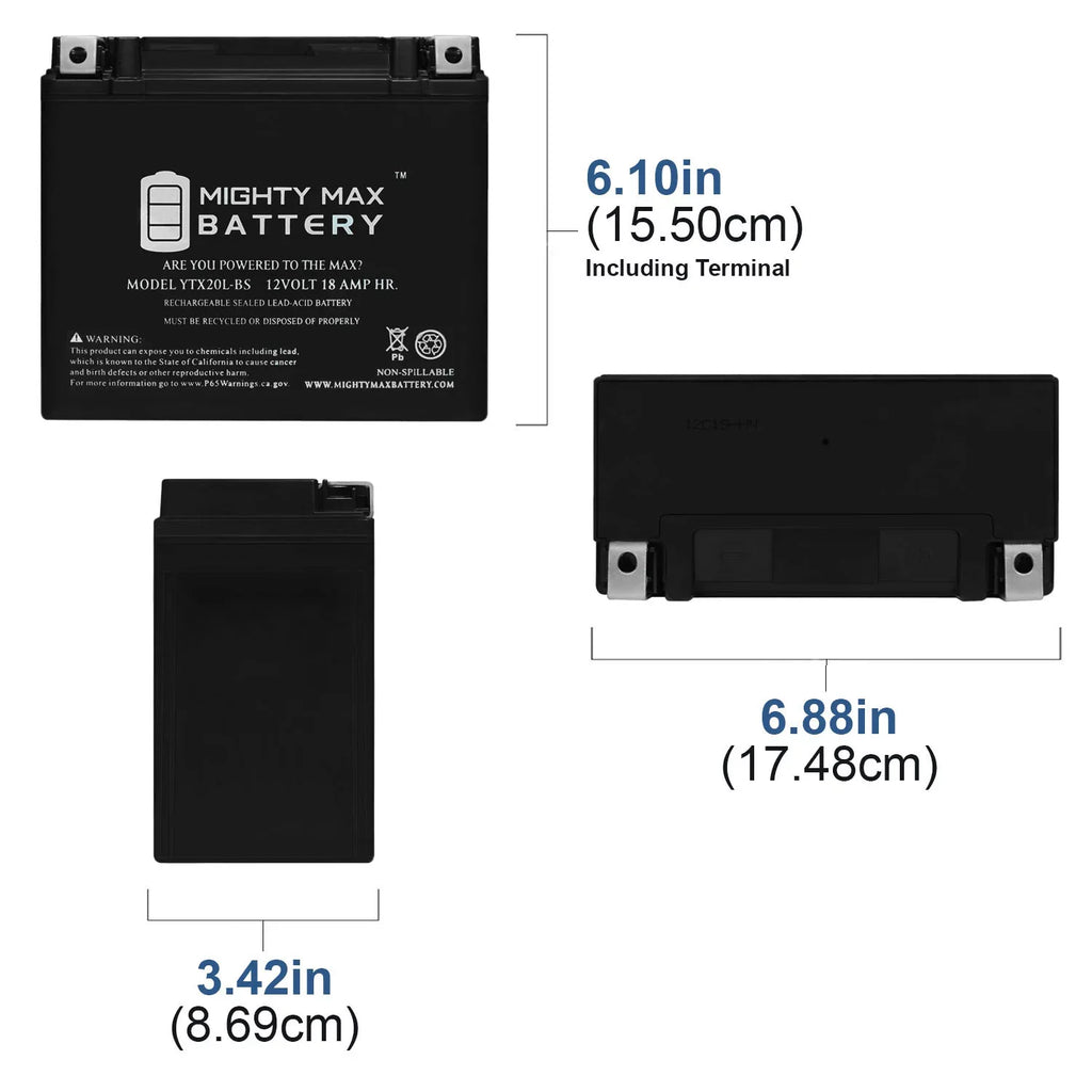 YTX20L-BS Replacement Battery for Kawasaki Jet Ski JH900 ZXi 95-'97