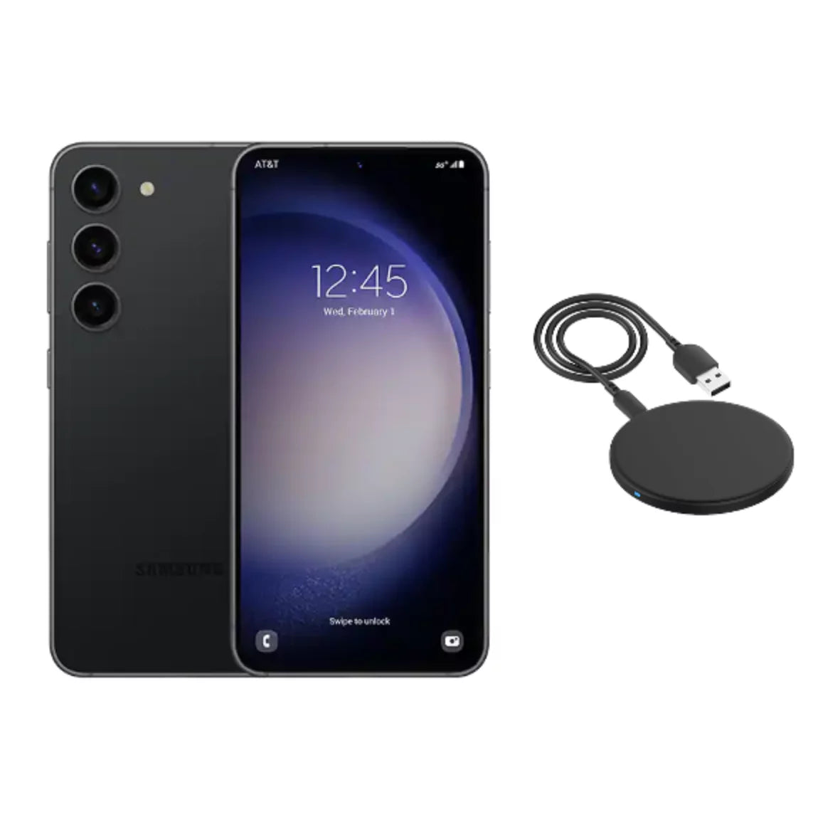 Restored Samsung Galaxy S23 5G S911U (T-Mobile Only) 256GB Phantom Black w/ Wireless Charger (Refurbished)