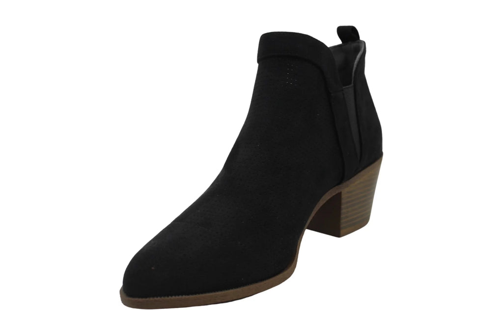 STYLE & COMPANY Womens Black Stretch Gore Perforated Padded Myrrah Almond Toe Block Heel Booties 9 M