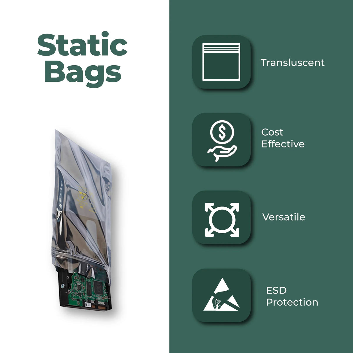 3 Mil Metallic Conductive Transparent Bags 4" x 6" High-Quality 100/CS Dependable ESD Protection