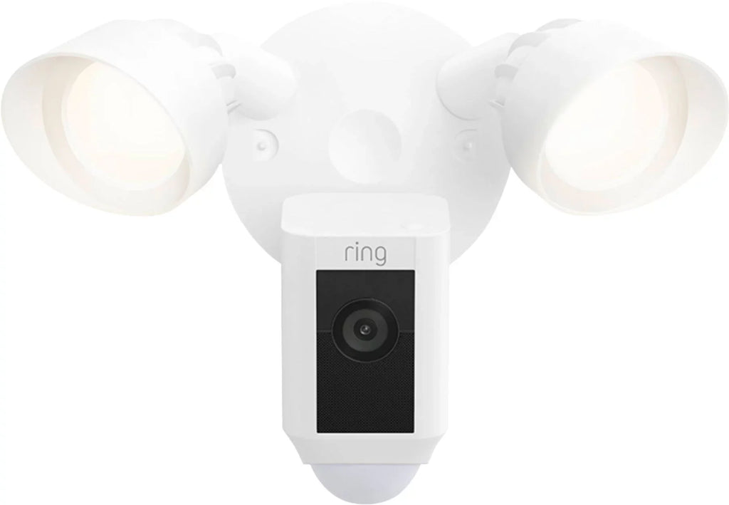 Restored Ring_Floodlight Cam Wired Plus with Motion Activated HD, White, 2021 Release, Outdoor, WiFi, IP/Network (Refurbished)