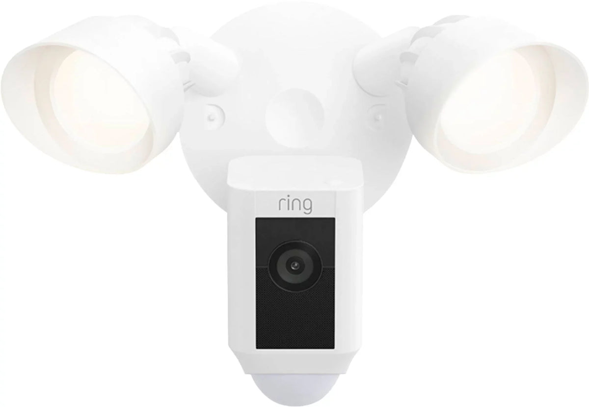 Restored Ring_Floodlight Cam Wired Plus with Motion Activated HD, White, 2021 Release, Outdoor, WiFi, IP/Network (Refurbished)