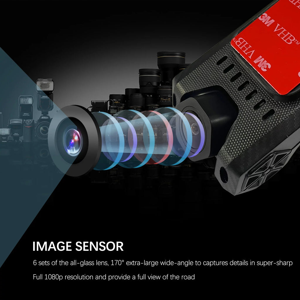 USB 1080P HD Dash Camera Car DVR Night Vision 170 Wide Angle Road Video Recorder Support ADAS Loop Recording