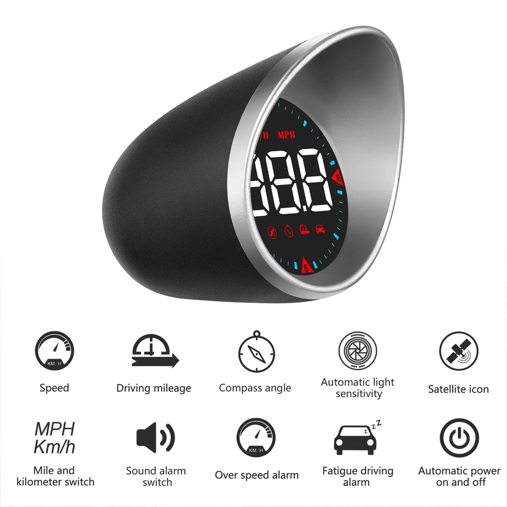 Car Head-up Display Digital Speedometer Display Driving Mileage, Compass Angle, Overspeed Alarm and Fatigue Driving Alarm
