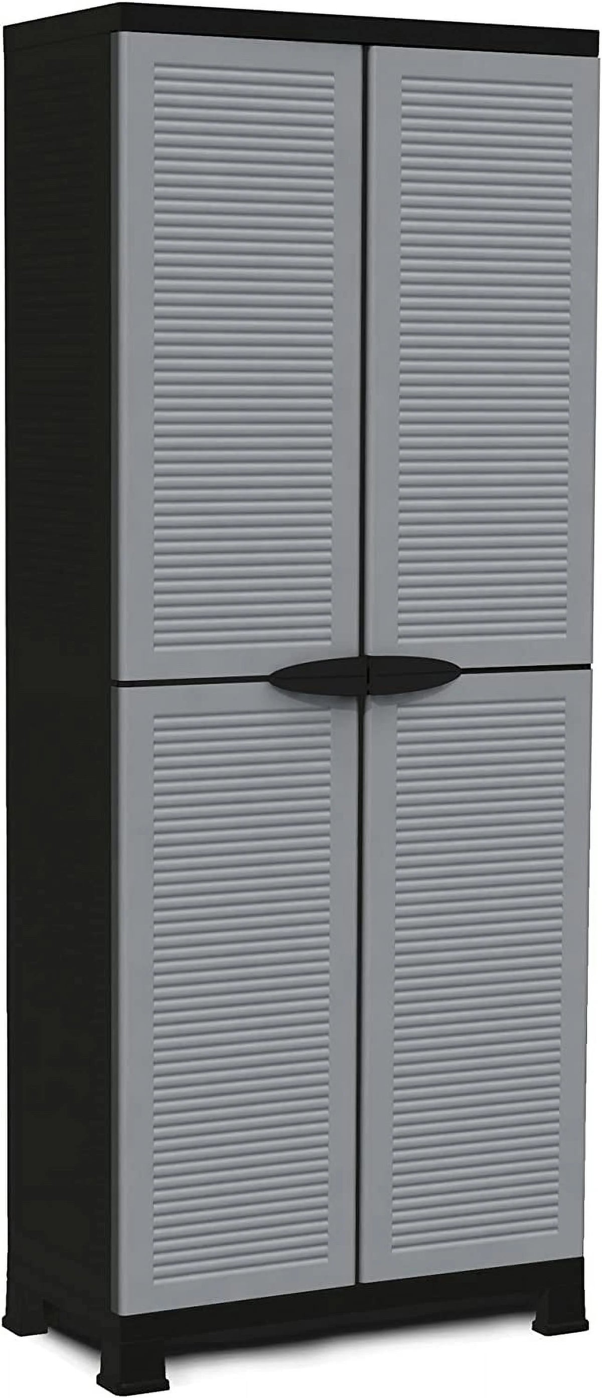 Prestige Utility Adjustable 3 Shelf Tool Organizing Storage Cabinet With Lockable Double Doors For Indoor And Outdoor Use, Gray