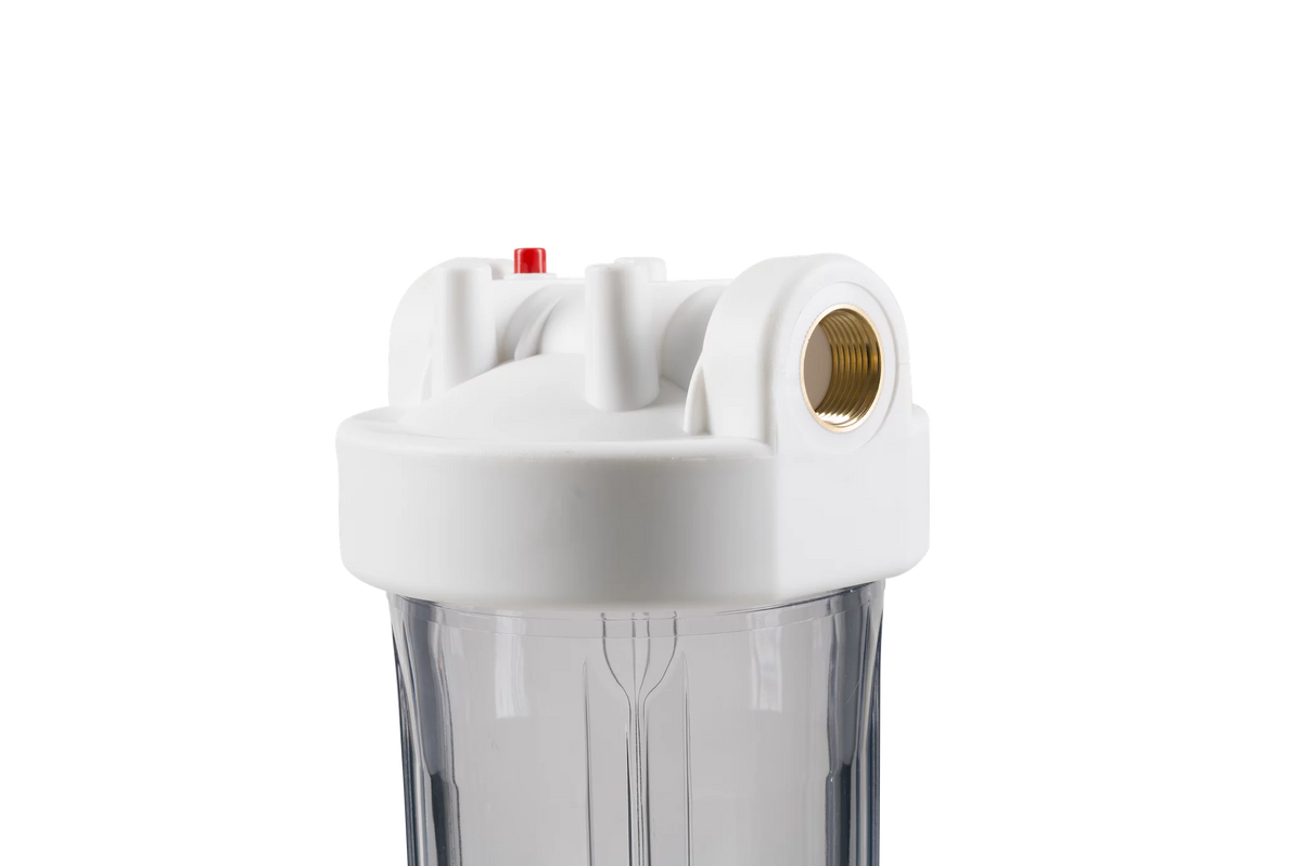 Two 20" Big Blue Whole House Water Filter w/Pleated Sediment & Carbon Filters Clear Blue Transparent Housings