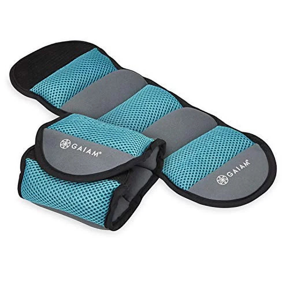 Gaiam Ankle Weights Strength Training Weight Sets for Women & Men with Adjustable Straps - Walking, Running, Pilates, Yoga, Dance, Aerobics, Cardio Exercises (10-Pound Set - Two (2) 5lb Weights)
