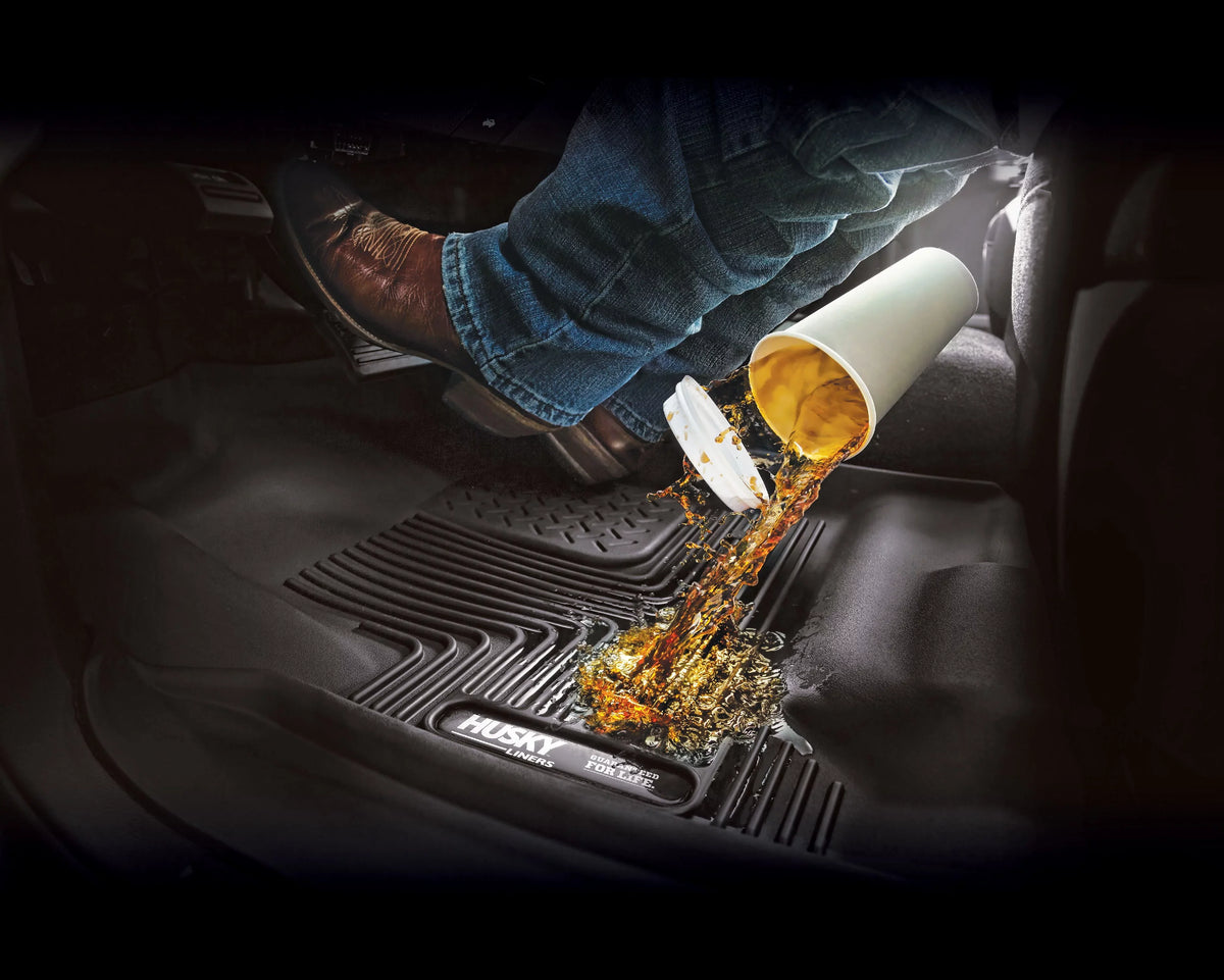 Husky Liners X-act Contour Series Front & 2nd Seat Floor Liners Black Fits 17-22 Ford F-250/F-350/F-450 Crew Cab Carpet Vehicle has factory storage box Fits select: 2017-2023 FORD F250