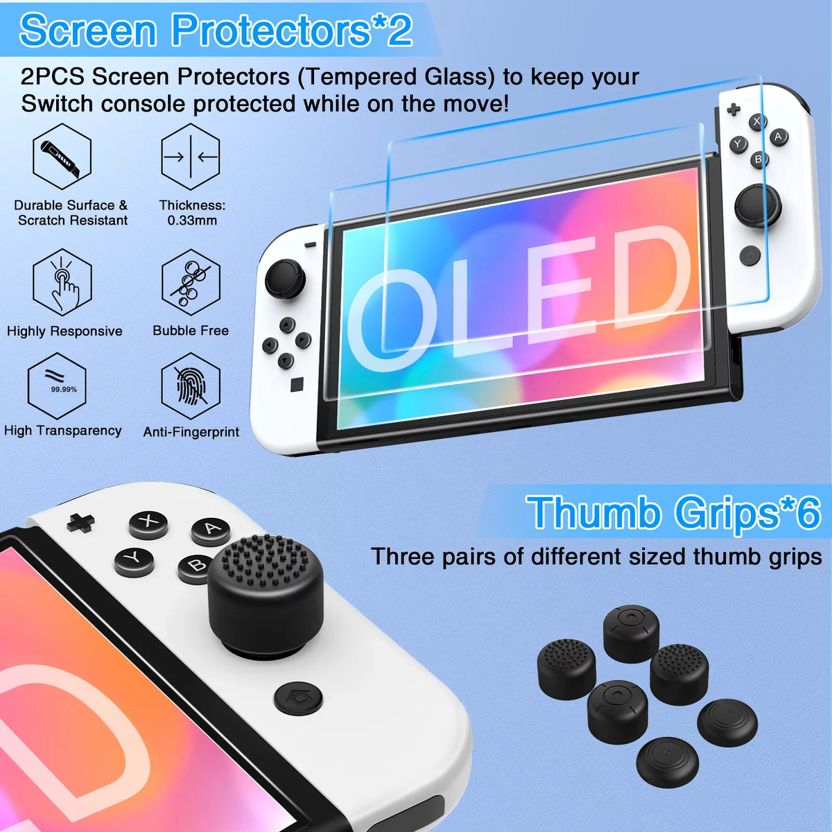 HEYSTOP Switch OLED Accessories for Nintendo Switch OLED Case Bundle,27 in 1 Carry Case for Switch OLED with Protective Cover,Grip Cover,Screen Protector,Game Cards Case,Grip Charge Dock, Black