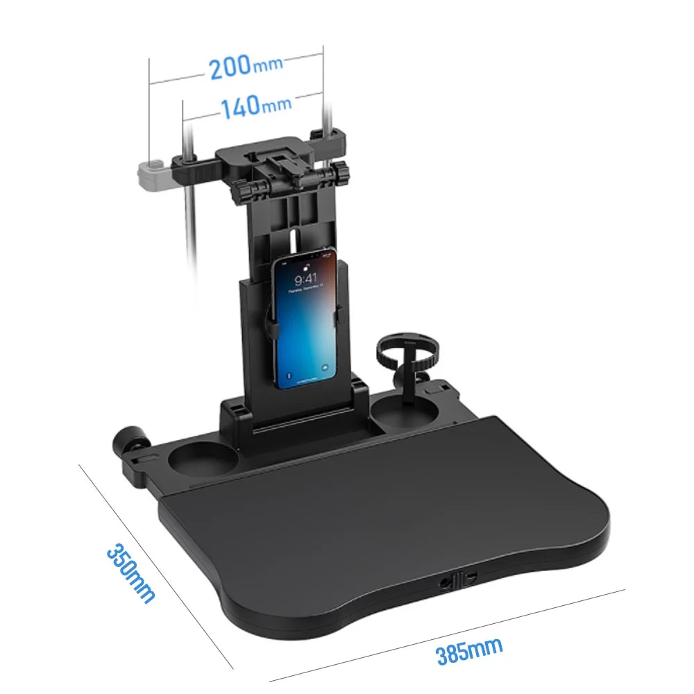 Multifunctional Car Back Seat Table: Adjustable Travel Tray with Phone Holder - Foldable, Ideal for Working, Writing, Eating - Convenient Black Design