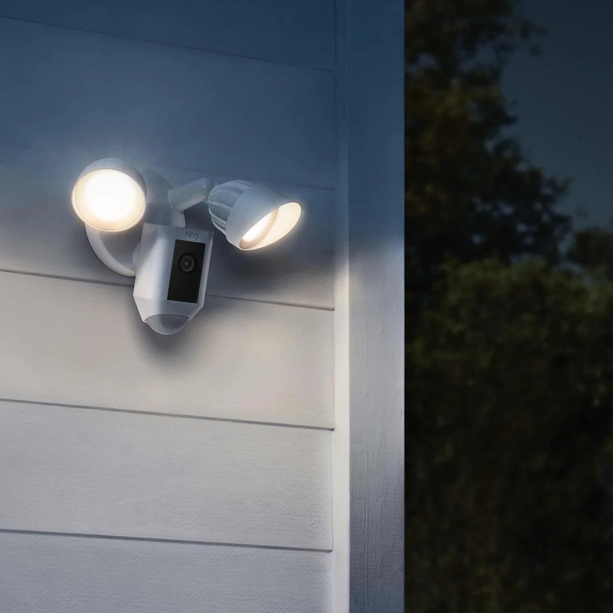 Restored Ring_Floodlight Cam Wired Plus with Motion Activated HD, White, 2021 Release, Outdoor, WiFi, IP/Network (Refurbished)