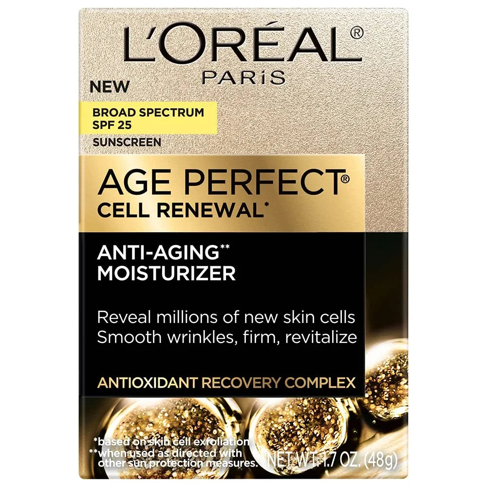 L’Oréal Paris Age Perfect Cell Renewal Anti-Aging Day Moisturizer With Broad Spectrum Spf 25 Sunscreen, Antioxidants, And Vitamin E 1.7Oz