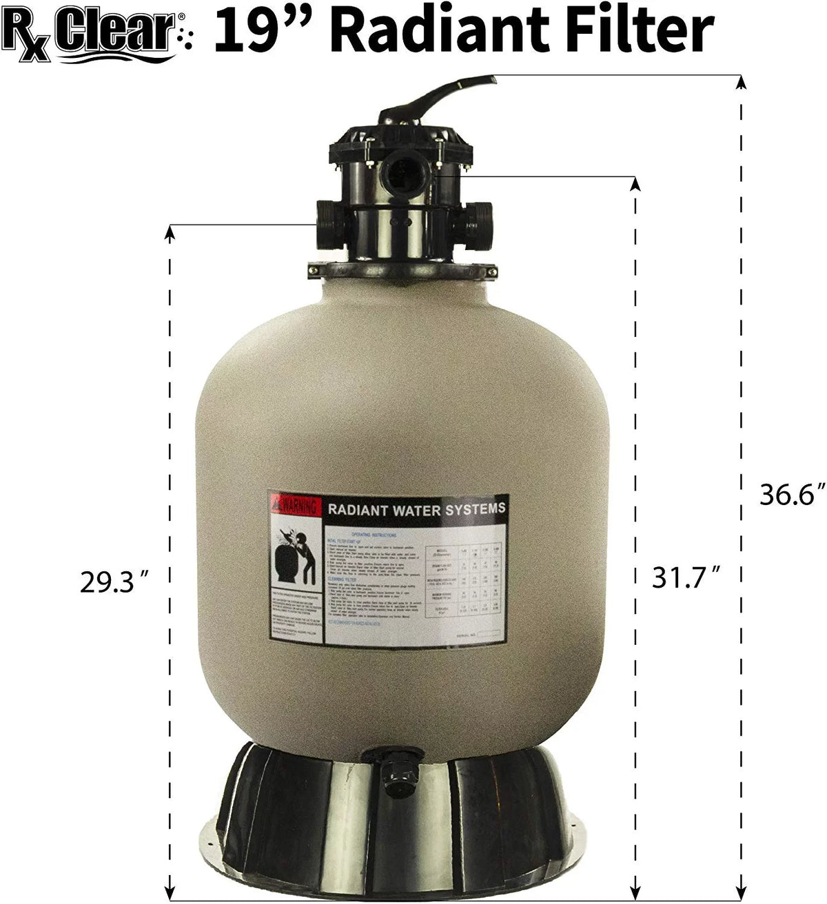 Rx Clear Radiant 19" Above-Ground Pool Sand Filter with 1 HP Extreme Force Pump