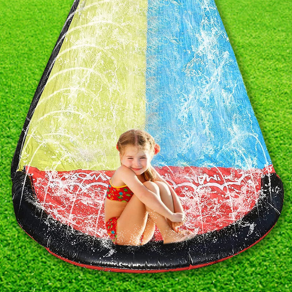 Vivazy 15.5ft Summer Backyard Quality Polymer Smooth Slick , Water Slides Inflated Crash Pad