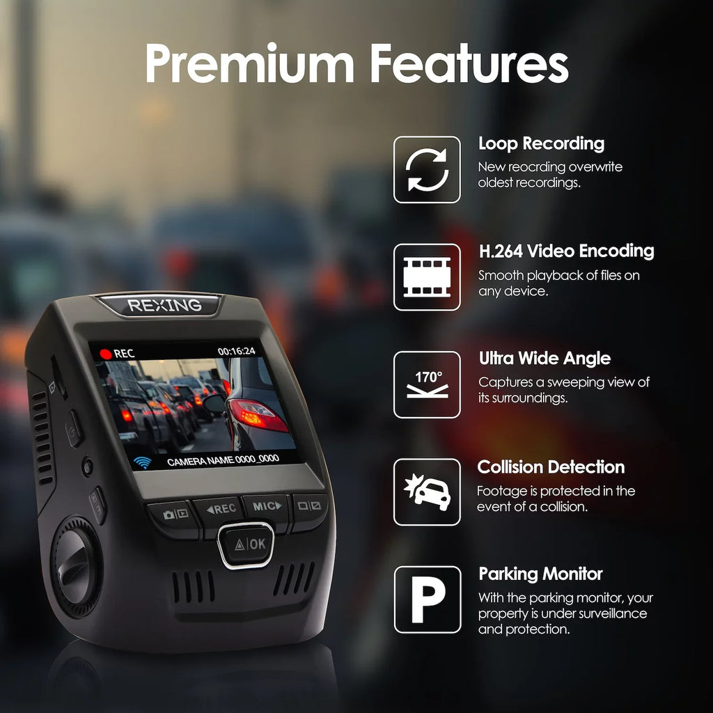 Rexing V1 Basic 1080p Single Channel Dash Cam