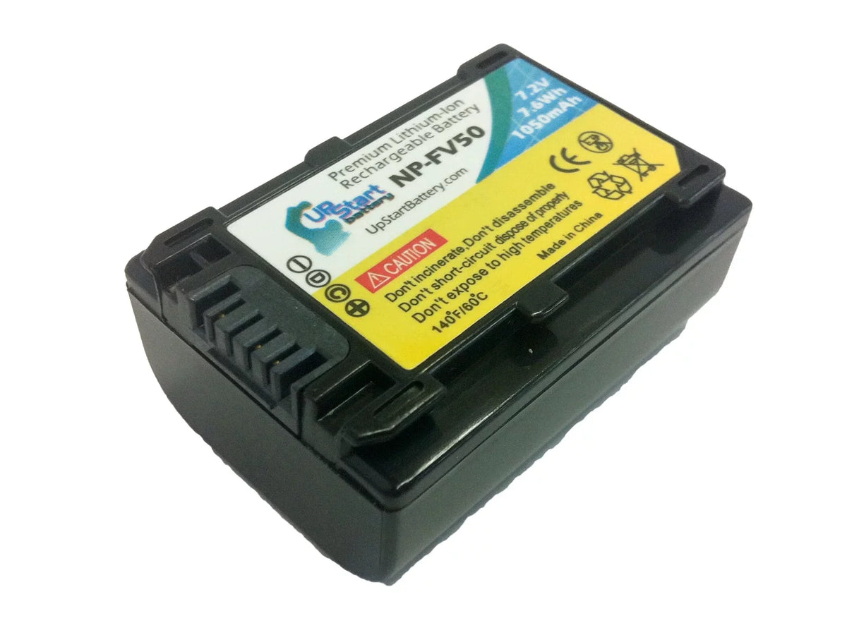 2x Pack - UpStart Battery Sony DCR-SX63 Battery - High Capacity Replacement Sony NP-FV50 Digital Camera Battery (1050mAh, 7.2V, Lithium-Ion)