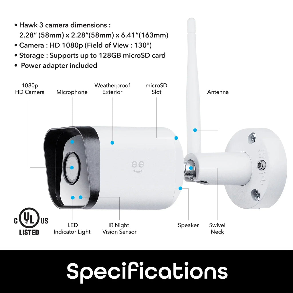 Geeni Hawk 3 1080p HD Smart WiFi Security Camera, Outdoor IP66 Weatherproof, 2-Pack (Supports Only 2.4GHz Wi-Fi)