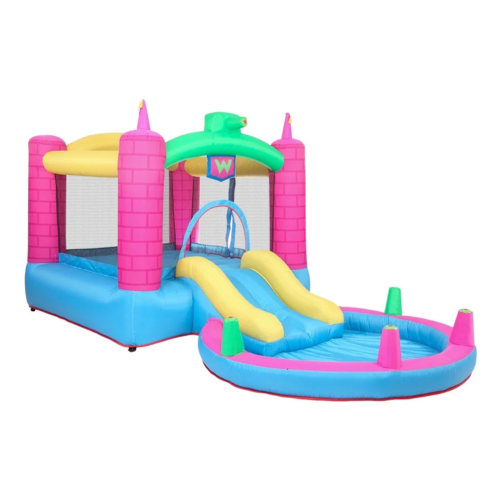 SalonMore Air-filled Bounce House with Blower,Pool & Water Slide & Splash,Multi-color Tank