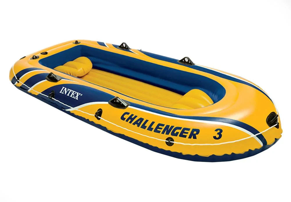 Intex Blow-up Raft Boat Set With Pump And Oars, Yellow (3 Pack)