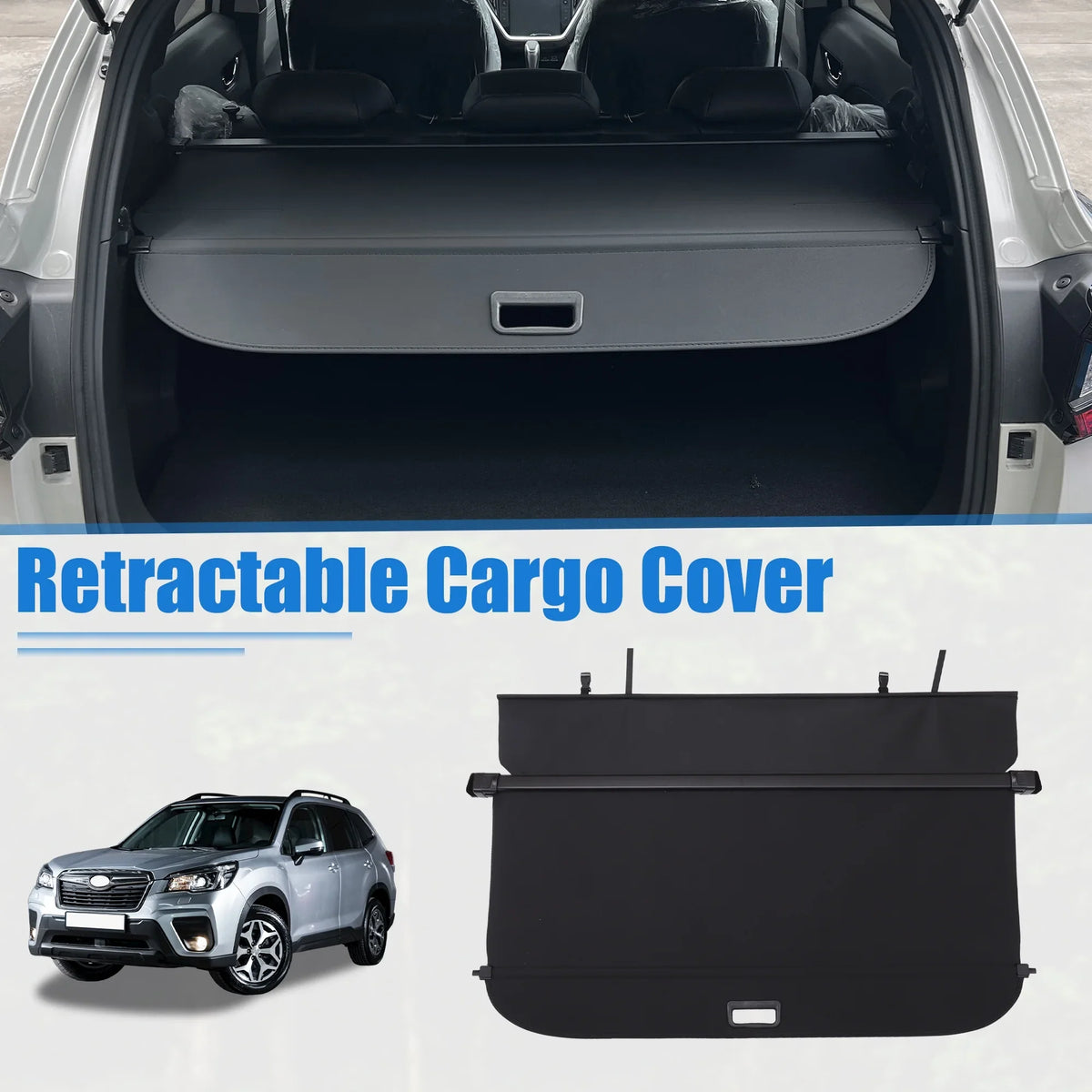 Unique Bargains Retractable Cargo Cover for Subaru Forester 2019-2023 Waterproof Non Slip SUV Rear Trunk Shielding Shade