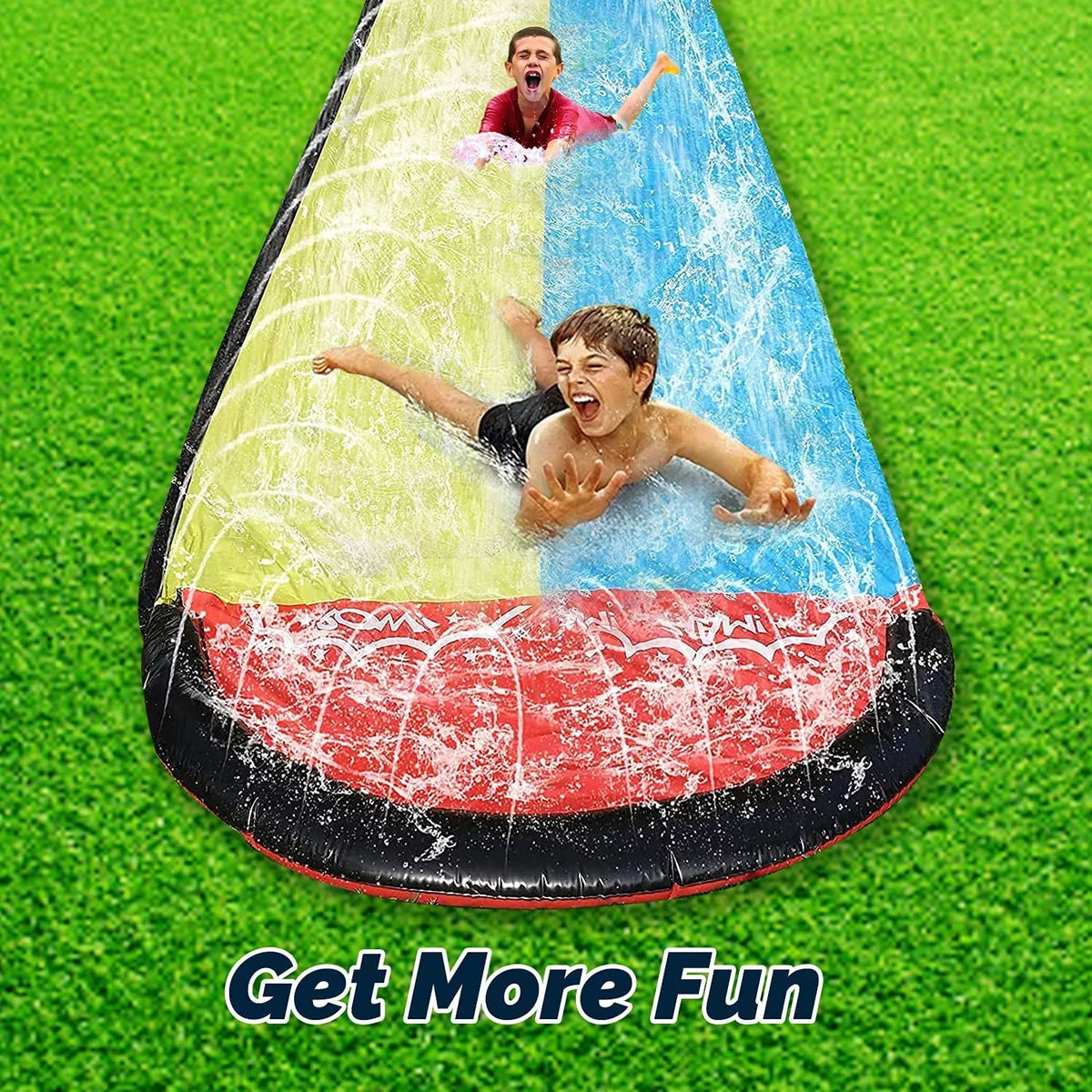 Vivazy 15.5ft Summer Backyard Quality Polymer Smooth Slick , Water Slides Inflated Crash Pad