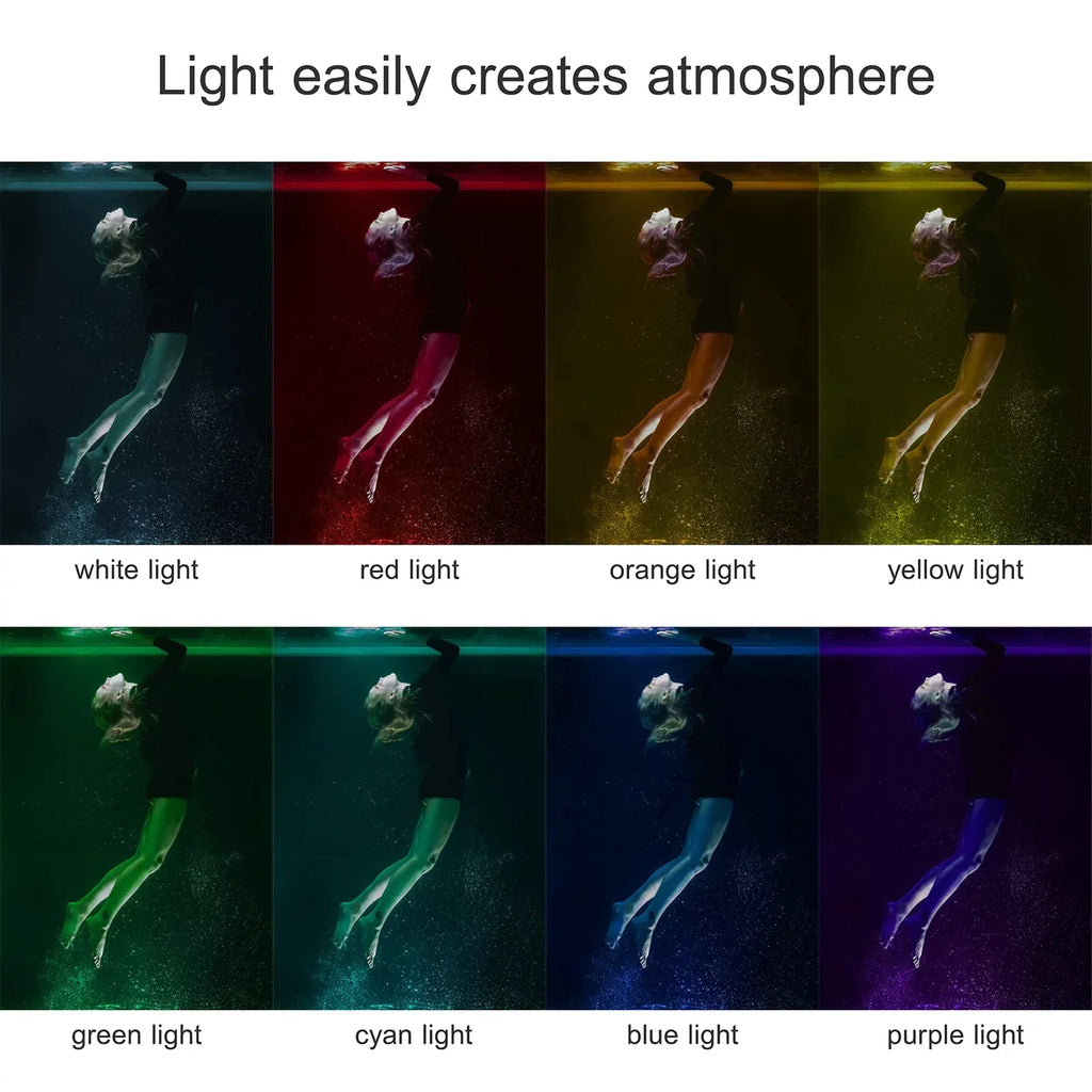 Tomshoo SL-20 Waterproof RGB Fill Video 8 Modes CRI95+ Dimmable IPX8 Underwater 40M Built-in Rechargeable Battery for Diving Snorkeling Underwater Photography Video Replacement for