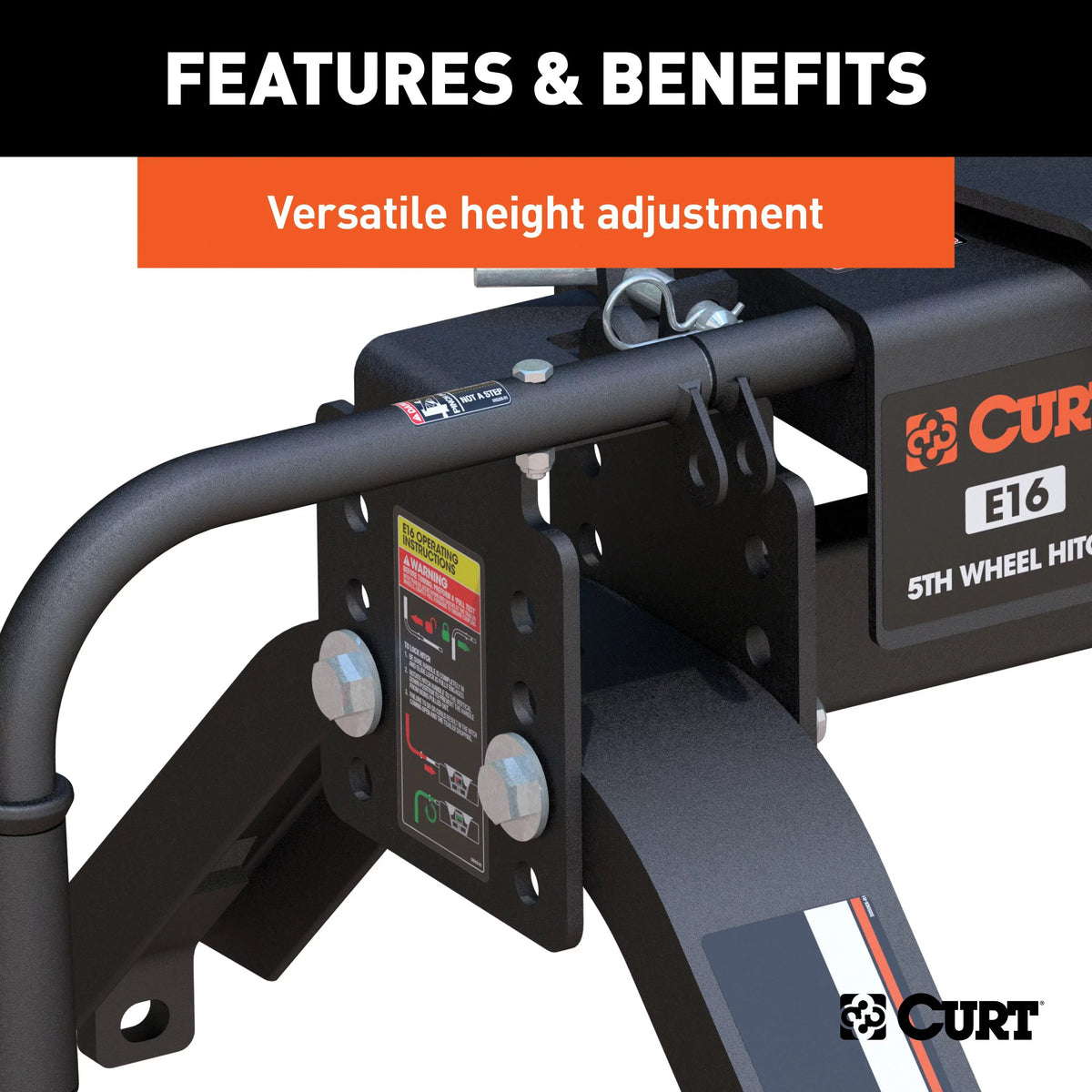 CURT 16115 E16 5th Wheel Hitch, 16,000 lbs
