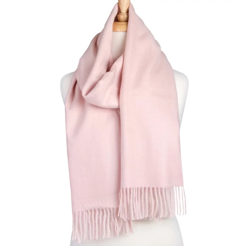 Dreamy Scarf with Tassels 27.6x74.8-inch Virgin Wool Soft Pink Warm Scarf for Women