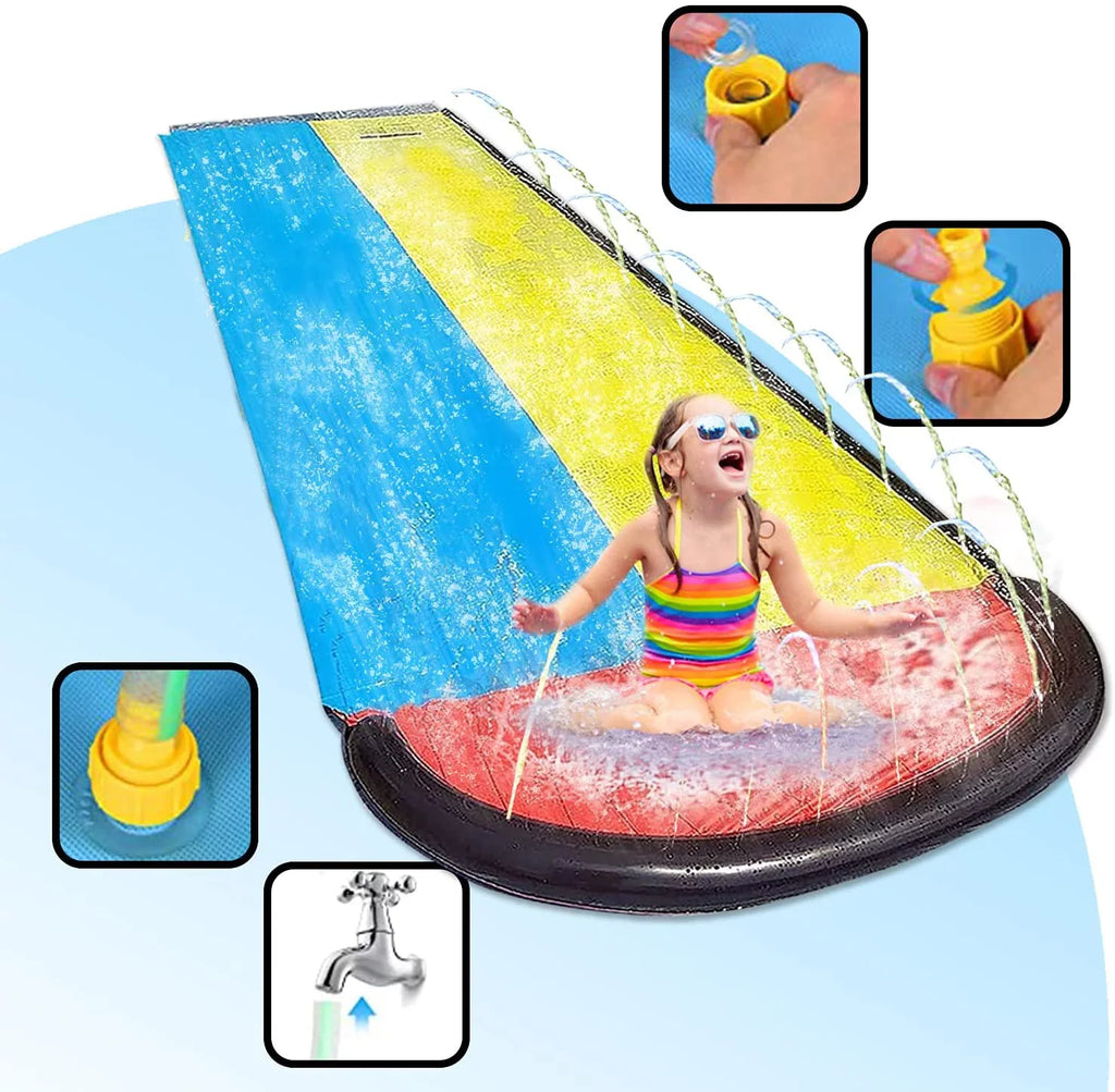 Vivazy 15.5ft Summer Backyard Quality Polymer Smooth Slick , Water Slides Inflated Crash Pad