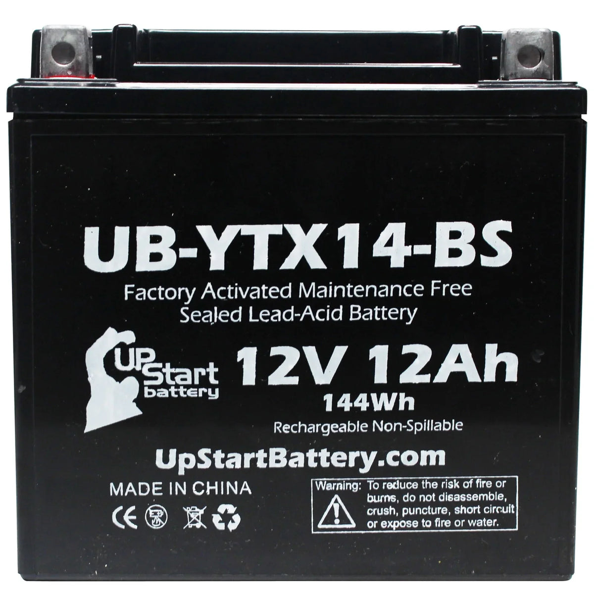 5-Pack UpStart Battery Replacement for 1998 Yamaha YZF1000R 1000 CC Factory Activated, Maintenance Free, Motorcycle Battery - 12V, 12AH, UB-YTX14-BS