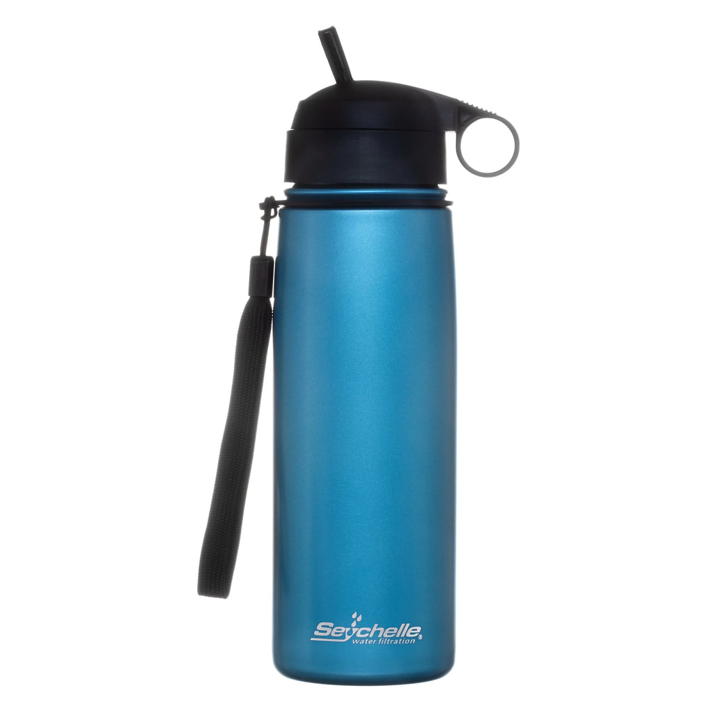 Seychelle Stainless Steel Water Filter Bottle - Alkaline Water Filter - Insulated Double Walled Water Bottle - Vacuum Sealed - 26oz (Metallic Blue)