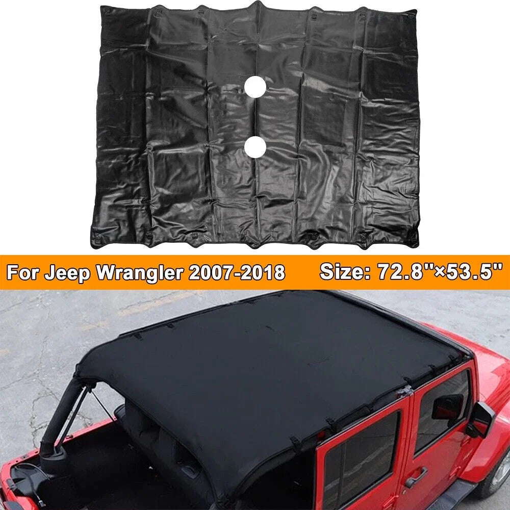 JLLOM Durable Leather Top Sunshade Protection for Jeep Wrangler JK JKU 07-18 - Effortless Installation, Superior Sun Protection