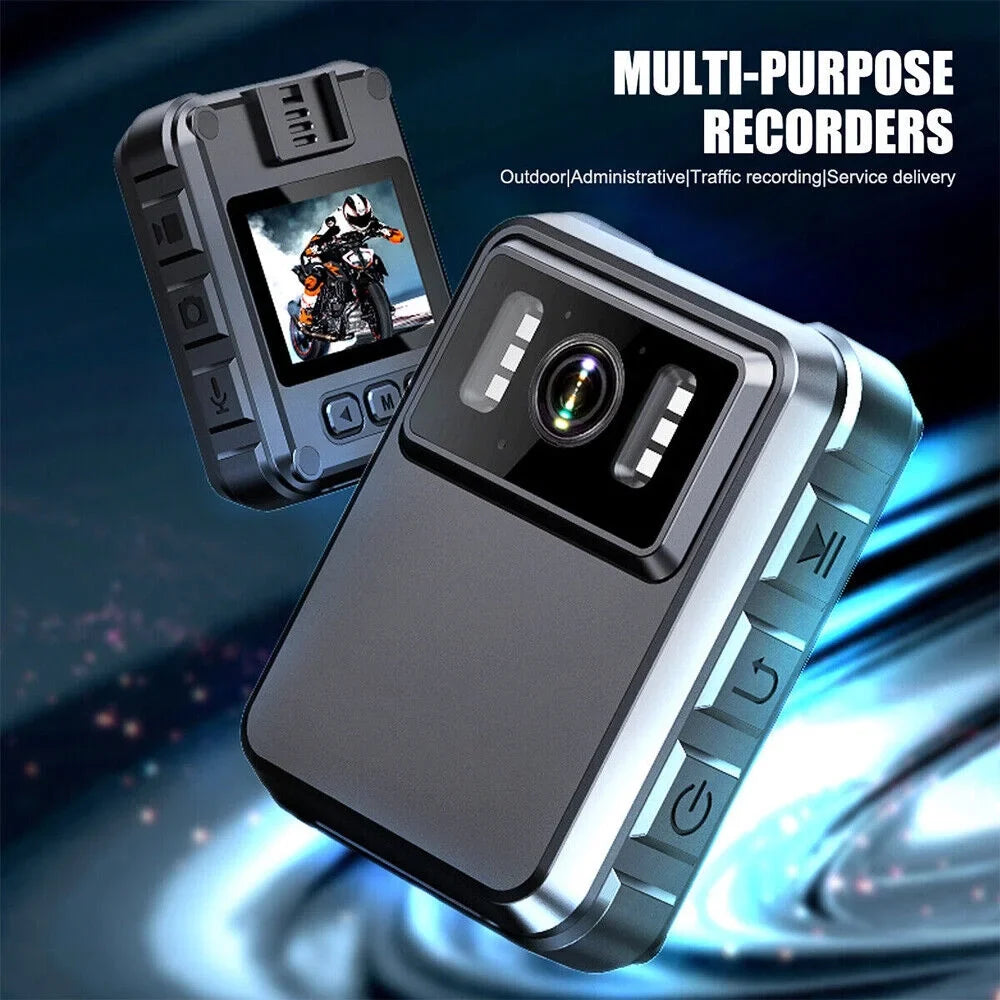 JLLOM Night Vision Camcorder - Mini Police Body Camera with 1080P Audio Video DVR and HD 2k Recording