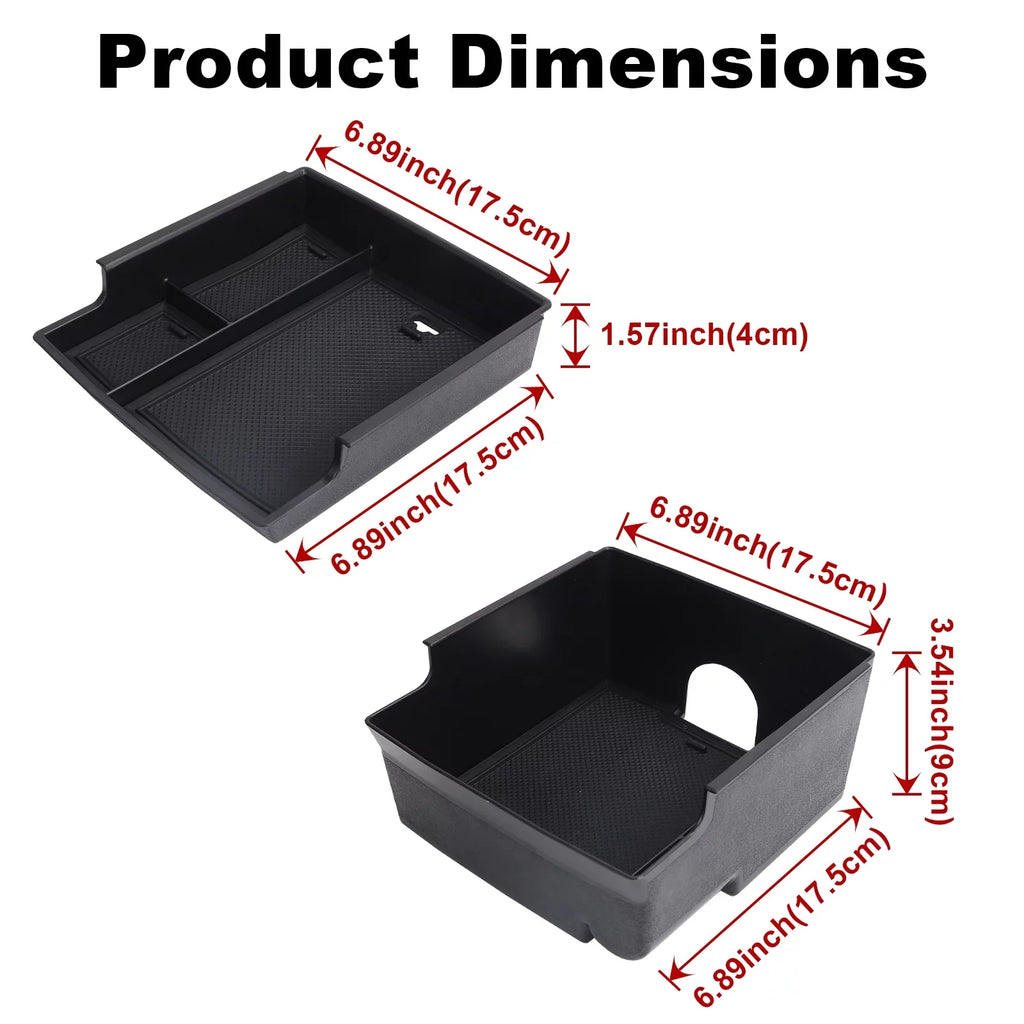 AUFER Center Console Organizer Tray,Car Central Control Storage Box Compatible with for Ford Bronco 2021 2022 2 Door 4 Door ABS Armrest Double Layer Storage Tray (2PCS)