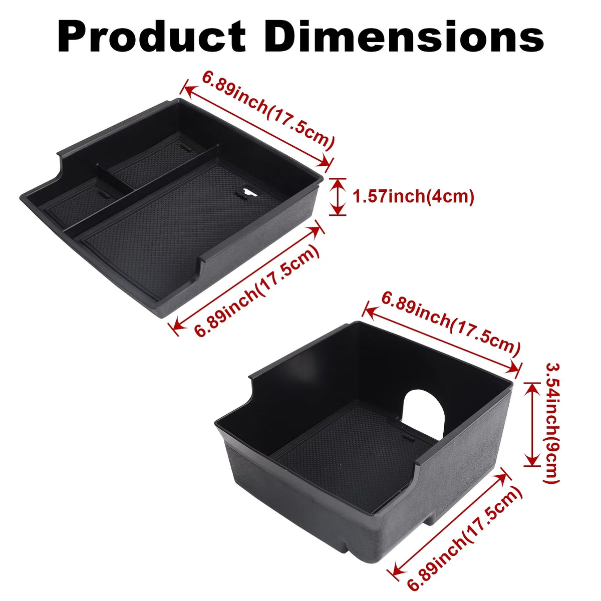 AUFER Center Console Organizer Tray,Car Central Control Storage Box Compatible with for Ford Bronco 2021 2022 2 Door 4 Door ABS Armrest Double Layer Storage Tray (2PCS)