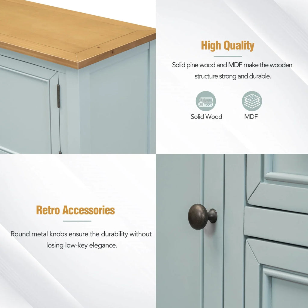 TREXM Cambridge Series Ample Storage Vintage Console Table with Four Small Drawers and Bottom Shelf for Living Rooms Entrances and Kitchens (Antique Gray OLD SKU WF190263AAE)