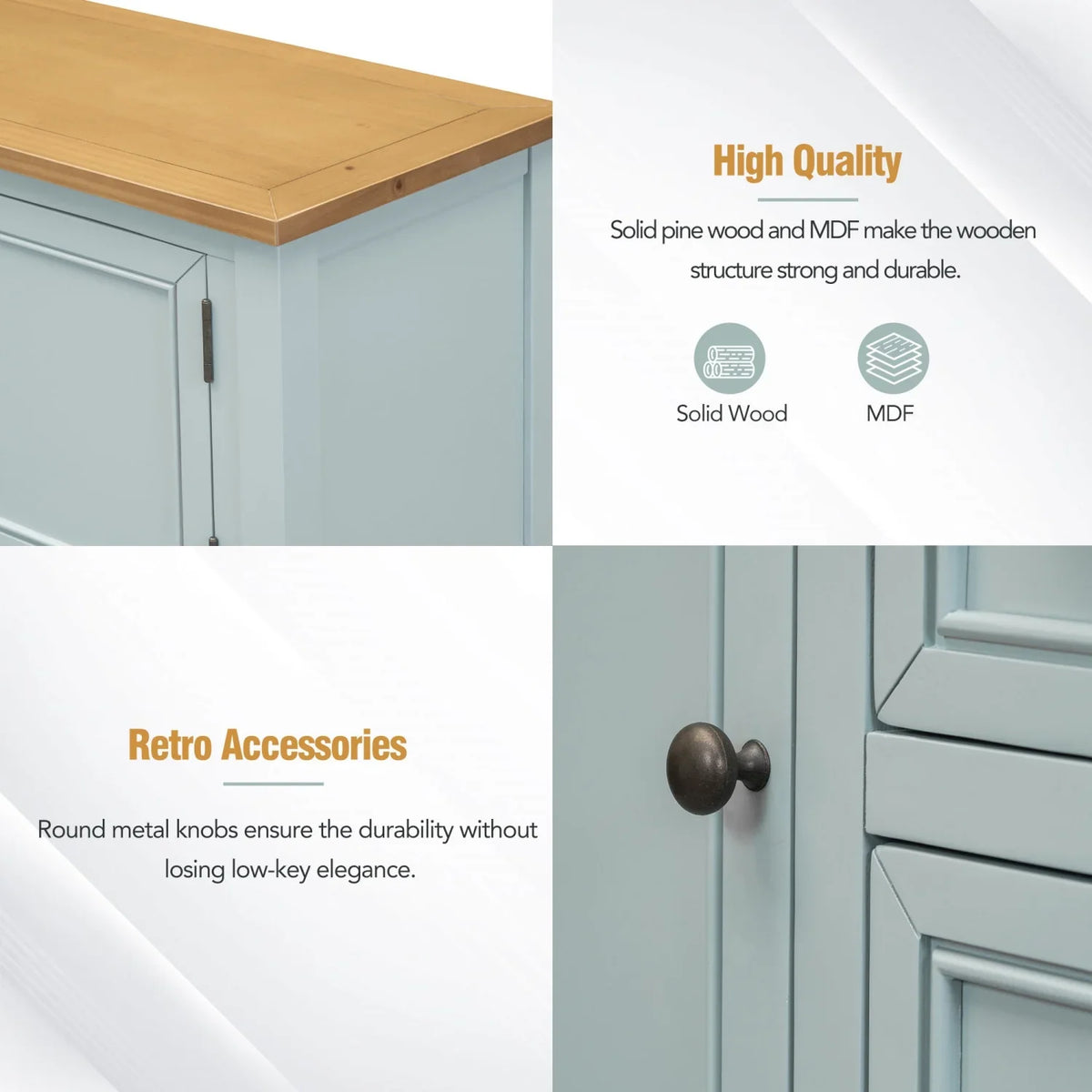 TREXM Cambridge Series Ample Storage Vintage Console Table with Four Small Drawers and Bottom Shelf for Living Rooms Entrances and Kitchens (Antique Gray OLD SKU WF190263AAE)