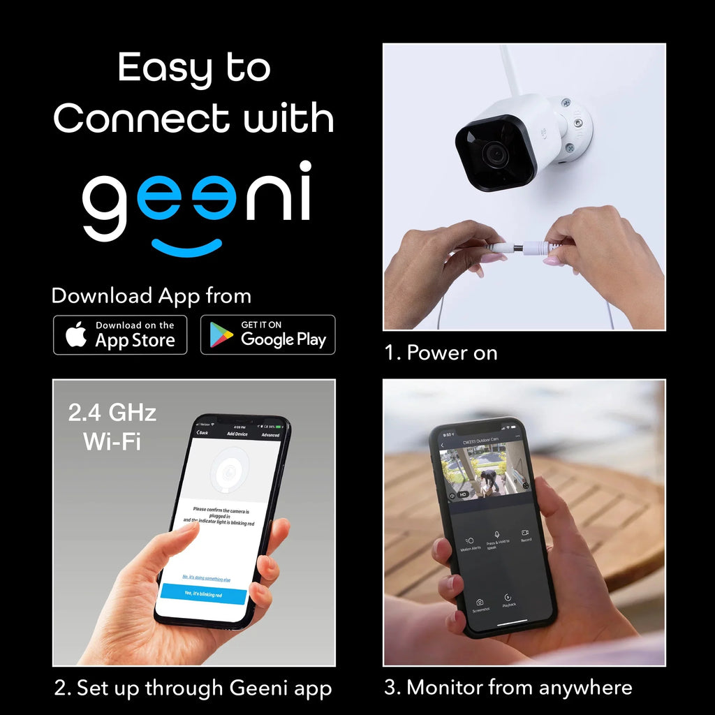 Geeni Hawk 3 1080p HD Smart WiFi Security Camera, Outdoor IP66 Weatherproof, 2-Pack (Supports Only 2.4GHz Wi-Fi)