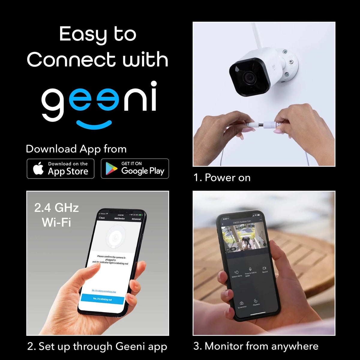 Geeni Hawk 3 1080p HD Smart WiFi Security Camera, Outdoor IP66 Weatherproof, 2-Pack (Supports Only 2.4GHz Wi-Fi)