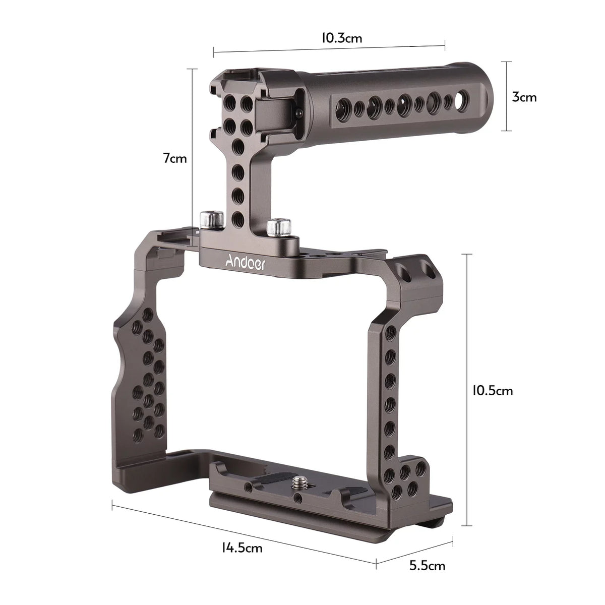 Andoer Aluminum Alloy Camera Cage Kit with Video Rig Handle Grip Replacement for Sony A7R III/ A7 II/ A7III