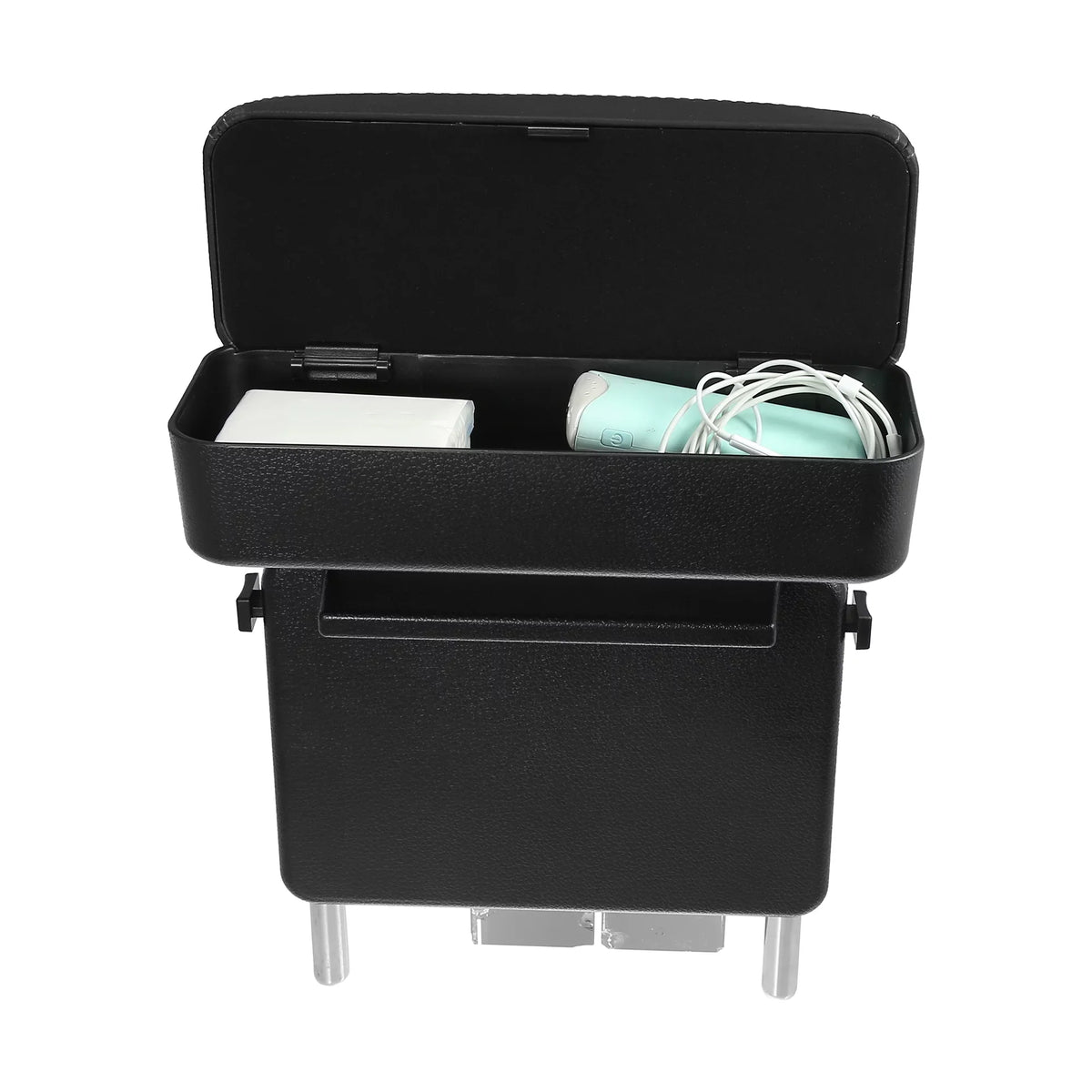 Car Center Armrest Box Seat Gap Adjustable Armrest Storage Organizer Box Armrest Black PU Leather with Black Line