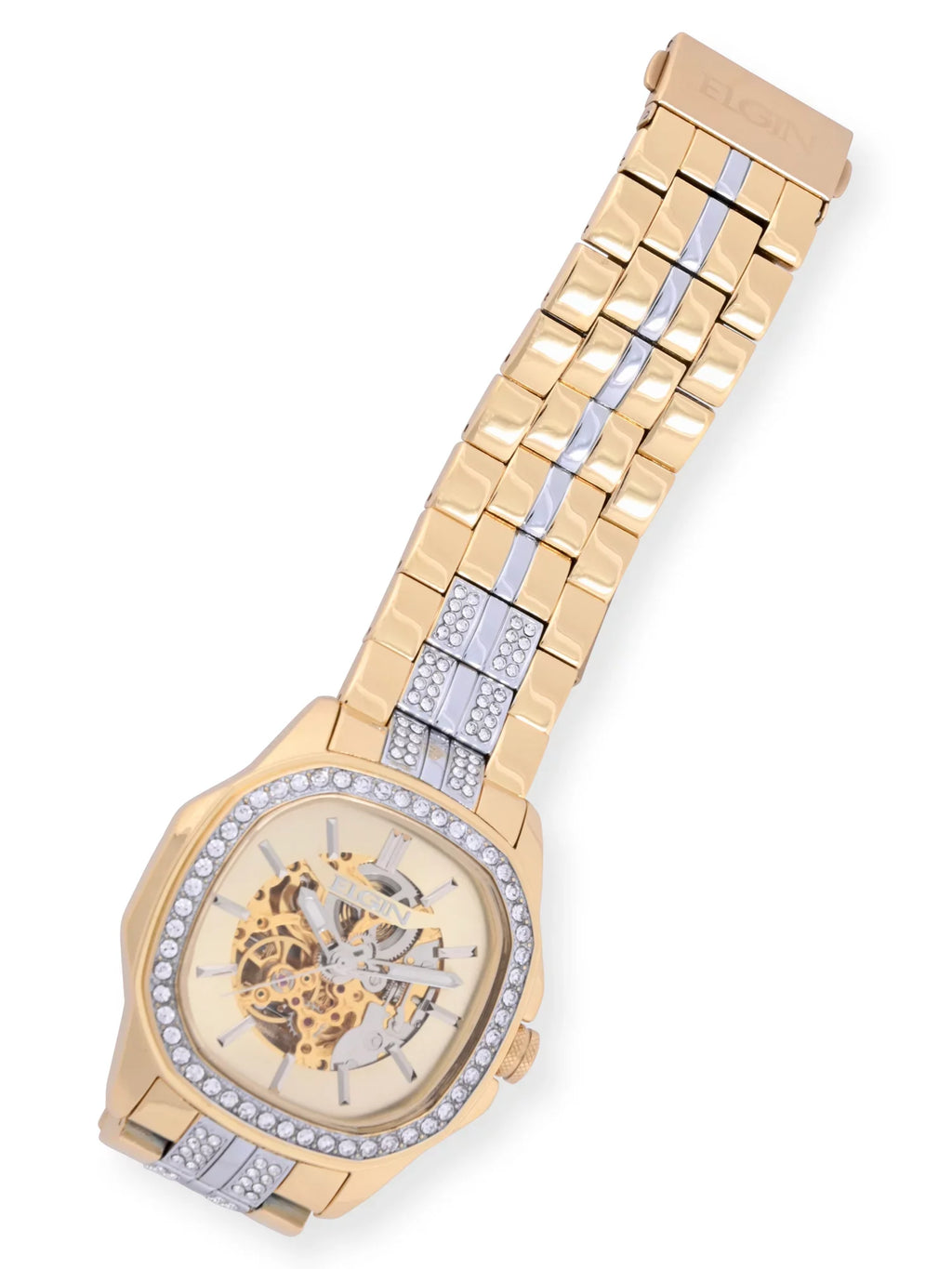 Elgin Adult Male Watch with Allow Case and Brass Bezel in Gold with Czech Stones (FG180018)