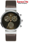 Jacob Jensen 614 Brown Dial Chronograph Titanium Black Leather Women's Watch
