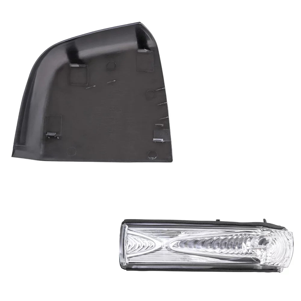 Brock Aftermarket Replacement Driver Left Door Mirror Cover Coat To Match Gray And Turn Signal Light Set Compatible With 2015-2021 RAM Promaster City SLT/Tradesman SLT