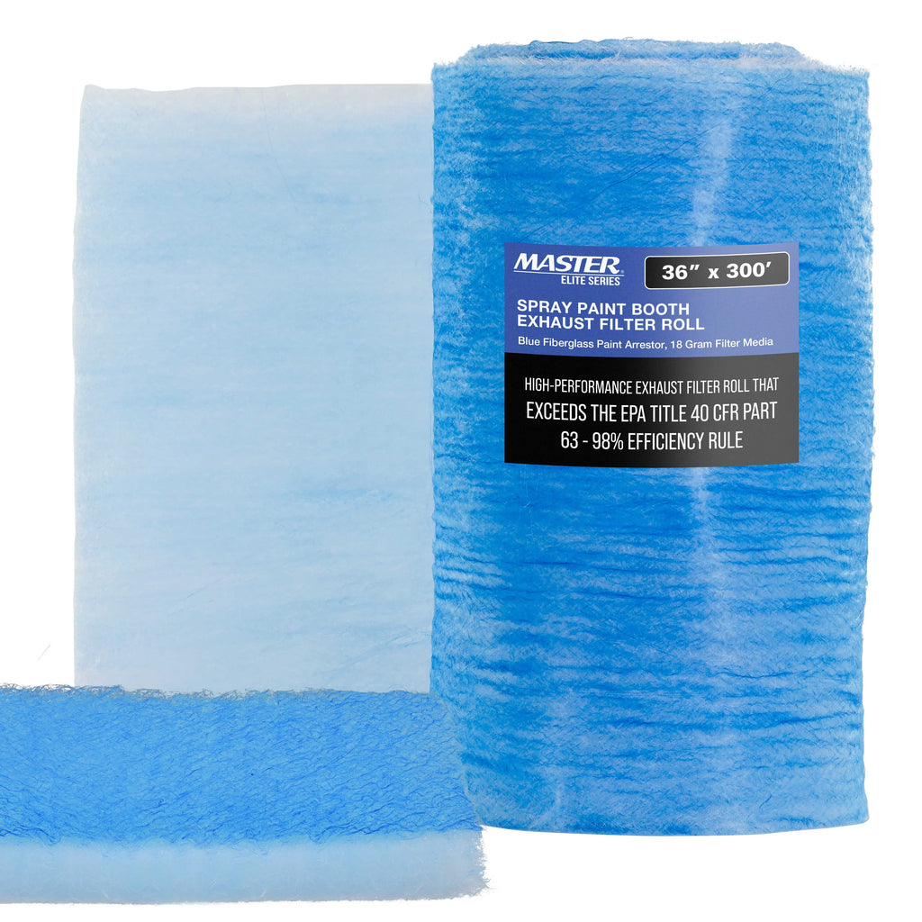 Master Elite Premium Spray Spray Enclosure Exhaust Filter Roll, 36" x 300' - 18 Gram Heavy-Duty Fiberglass Spray Arrestor - Captures Traps Overspray Finish Particles in Auto Autobody Refinish Room