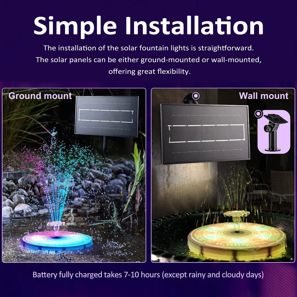 moobody Fountain Light with Remote Control Solar Powered LED for Pond Decor
