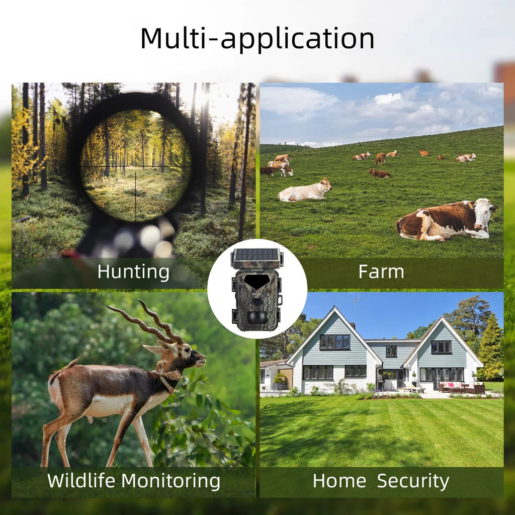TOMSHOO Trail Camera Solar Powered 20MP 1080P Game Camera 0.3s Trigger Time Hunting Cam with Night Vision Motion Activated IP65 Waterproof Loop Recording for Wildlife