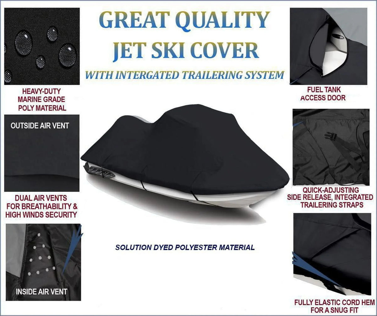 BLACK TOP OF THE LINE JET SKI Cover Compatible for Sea Doo Spark 2up 900 ACE 60HP 2021